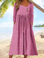 Casual Long Sleeve Asymmetrical Striped Maxi Dress
