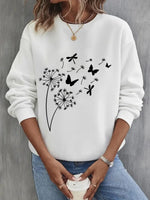 Loose Long Sleeve Crew Neck Dandelion Casual Regular Sweatshirt