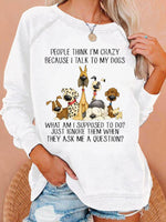 Long Sleeve Crew Neck Text Letters Casual Regular Sweatshirt