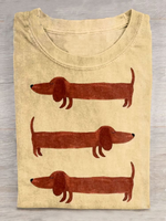 Loose Short Sleeve Crew Neck Dog Casual Regular T-Shirt