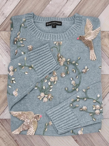 Loose Long Sleeve Crew Neck Animal Casual Regular Sweatshirt