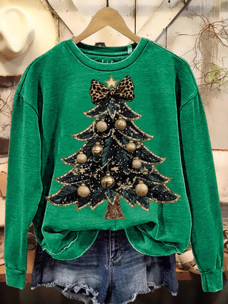 Casual Long Sleeve Crew Neck Christmas Loose Regular Sweatshirt