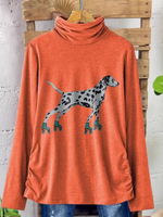 Loose Long Sleeve Crew Neck Abstract Floral Casual Regular T-Shirt