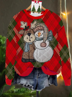 Casual Long Sleeve Crew Neck Ethnic Floral Christmas Zipper Loose Regular Sweatshirt