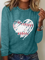 Long Sleeve Crew Neck Christmas Casual Regular Blouse
