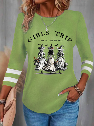 Casual Long Sleeve Crew Neck 3D Printing Regular Blouse