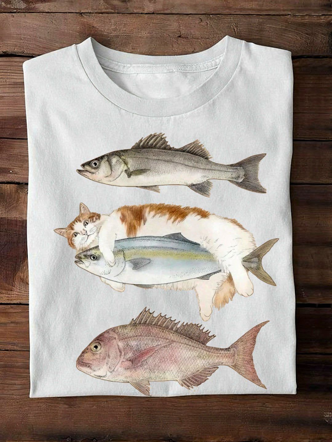 Casual Long Sleeve Crew Neck Cat Loose Regular T-Shirt