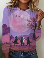 Casual Long Sleeve Crew Neck Halloween Loose Regular T-Shirt