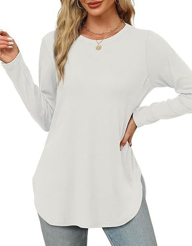Casual Long Sleeve Crew Neck Plain Regular T-Shirt