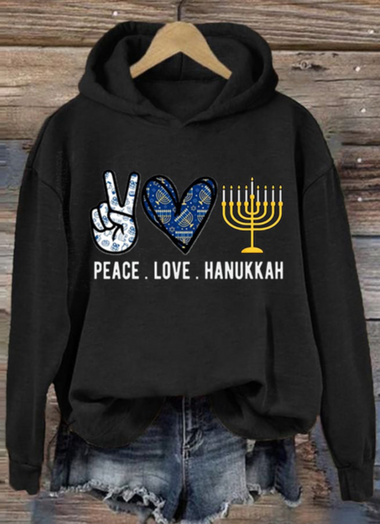 Casual Long Sleeve Hoodie Text Letters Regular Hoodie