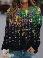 Casual Long Sleeve Crew Neck Abstract Loose Regular Sweatshirt