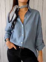 Casual Long Sleeve Shirt Collar Plain Loose Regular Shirt
