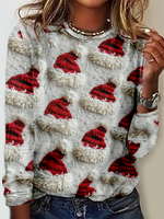 Casual Long Sleeve Crew Neck Christmas Loose Regular T-Shirt