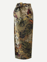 Foliage Print Overlap Skirt