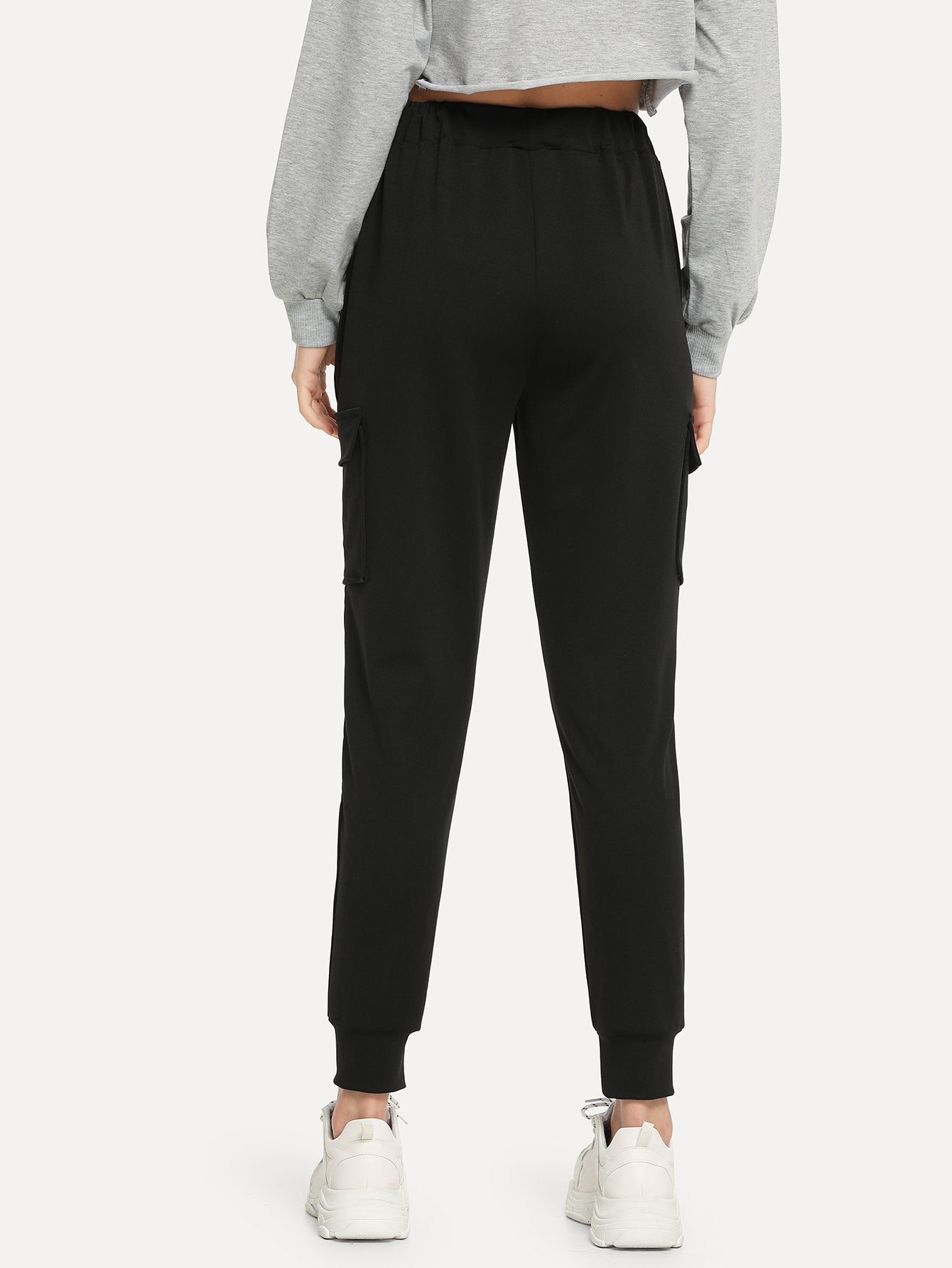 Pocket Detail Drawstring Waist Utility Pants