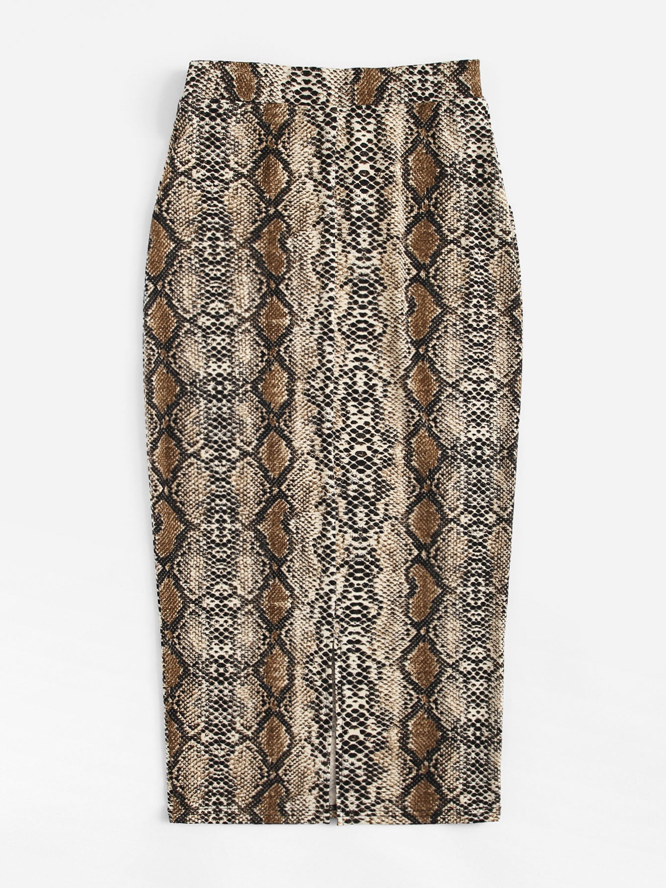 Split Hem Snakeskin Pencil Skirt