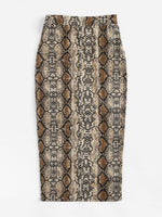 Split Hem Snakeskin Pencil Skirt