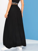 Wide Band Waist Maxi Skirt