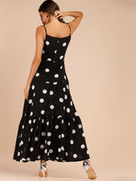Polka Dot Ruffle Hem Cami Dress
