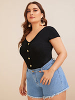 Plus Solid Button Front Tee