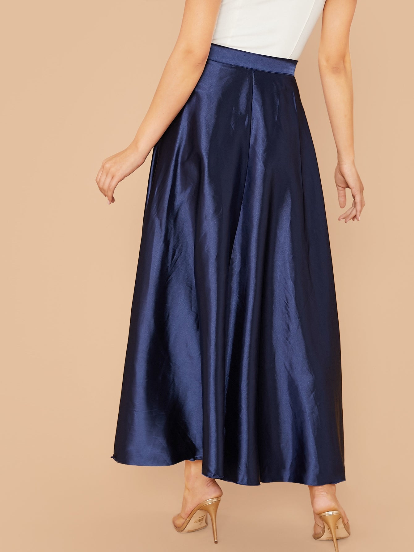 Lettuce Hem Solid Satin Skirt