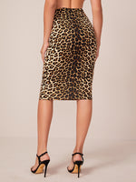 Leopard Print High Waist Pencil Skirt