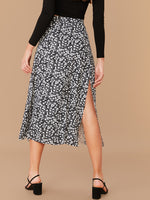 Split Thigh Ditsy Floral Print Skirt
