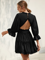 Open Back Frill Trim A-Line Dress