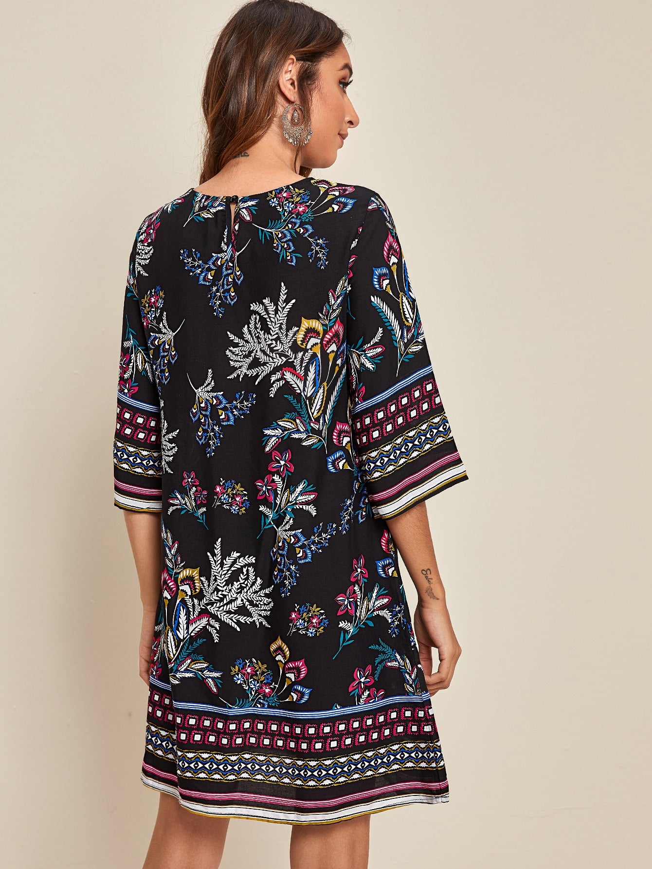 Botanical Print Tunic Dress