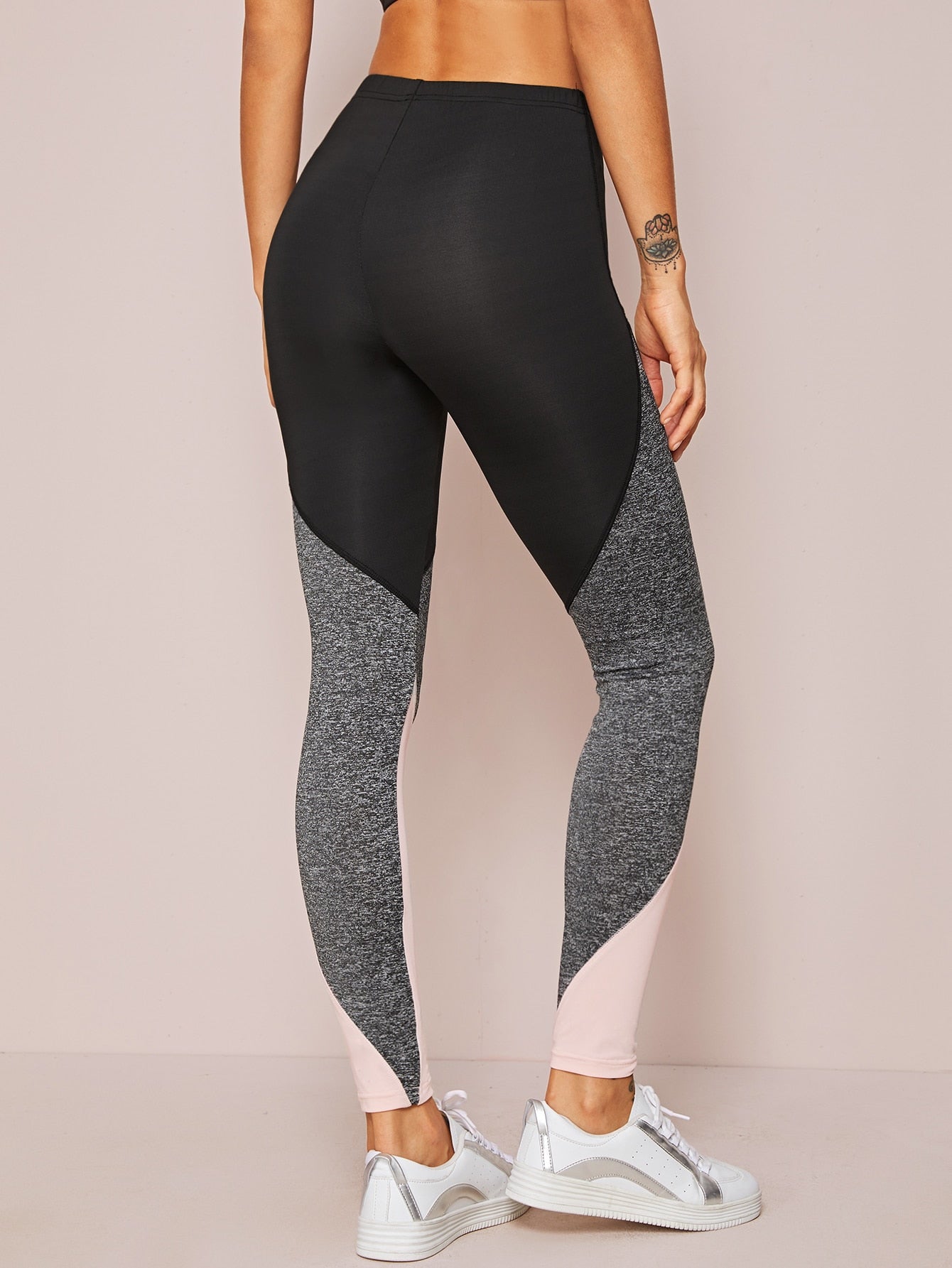 Letter Graphic Colorblock Leggings