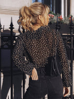 V-neck Ruffle Detail Sheer Chiffon Bodysuit