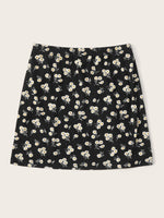 Slit Hem Ditsy Floral Print Skirt