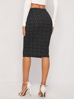 Heart Print Pencil Skirt