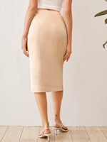 Ruched Detail Split Hem Satin Skirt