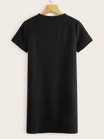 Snakeskin Print Colorblock Tee Dress