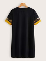 Color Block Leopard Dress