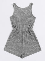 Tie Front Heather Gray Tank Romper
