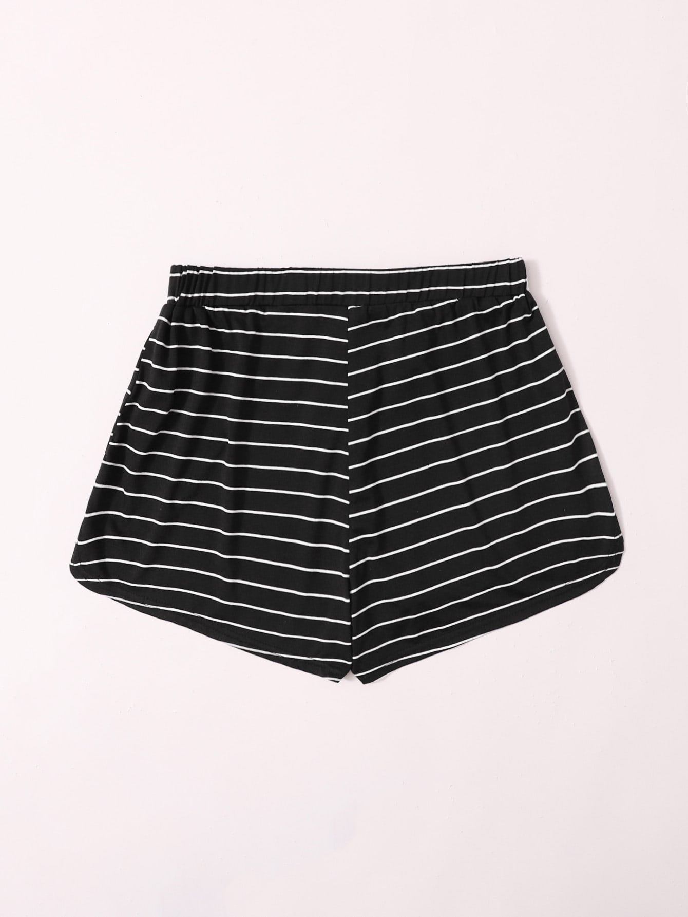 Tie Front Striped Dolphin Shorts