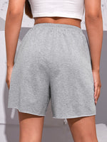 Elastic Waist Slant Pocket Solid Shorts