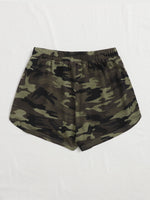 Camo Print Tie Front Track Shorts