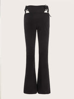 Cutout Tie Waist Flare Leg Pants