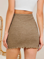 Drawstring Waist Lettuce Edge Skirt