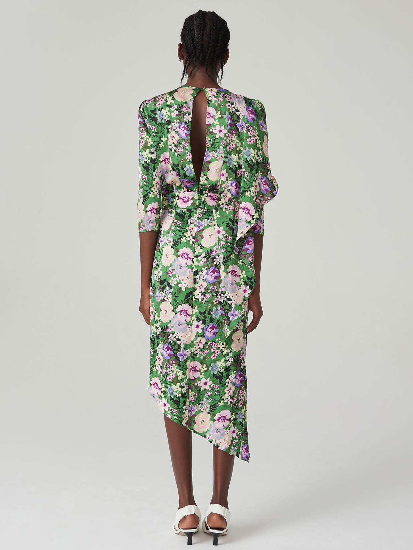 FLOATING SCARF FLORAL WRAP DRESS