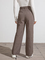 High Waist Plaid Wide Leg Pants