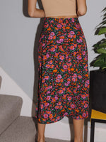 Floral Print Slit Skirt