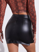 Zip Back PU Leather Skirt