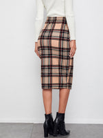 Plaid High Waist Pencil Skirt