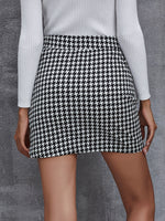 High Waist Houndstooth Skirt