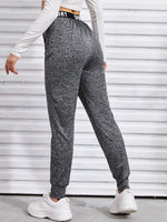 Knotted Letter Tape Waist Marled Joggers