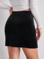 Split Hem Velvet Skirt